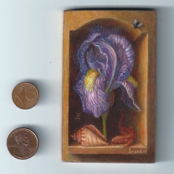 Nature morte avec iris dans une alcove
