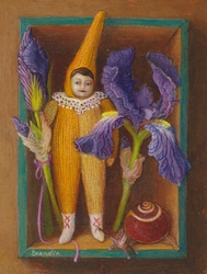 Peinture miniature de petit lutin aux iris