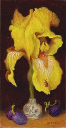 Nature morte a l'iris et grains de raisin