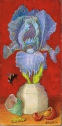 Nature morte avec iris dans un flacon
