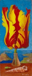 Peinture  l'huile d'une tulipe perroquet